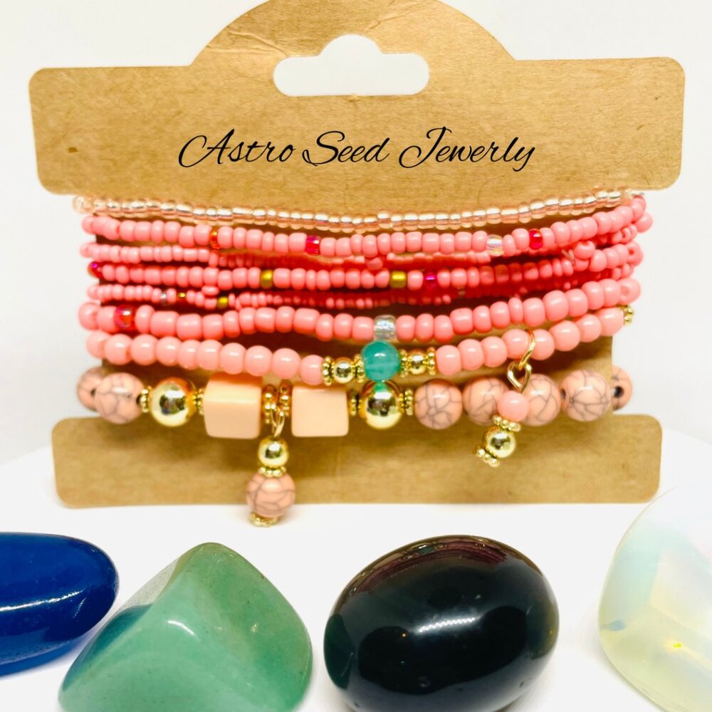 Beaded Charm Multi-Layer Stackable Adjustable Bracelet